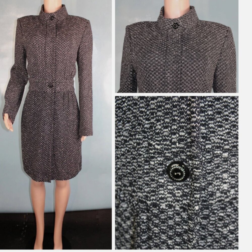 St John Collection Knit Black Jacket Zip Dress Buttons‎ Collared